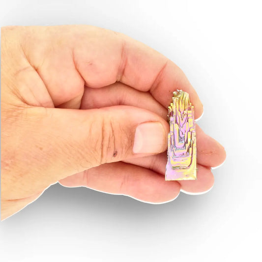 Bismuth Geometric Crystal – Vibrant Iridescent Metal Formation