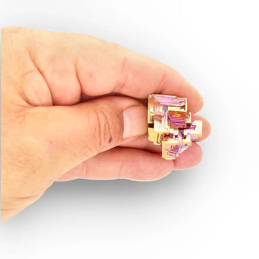 Iridescent Hopper Bismuth – Stepped Rainbow Crystal Formation