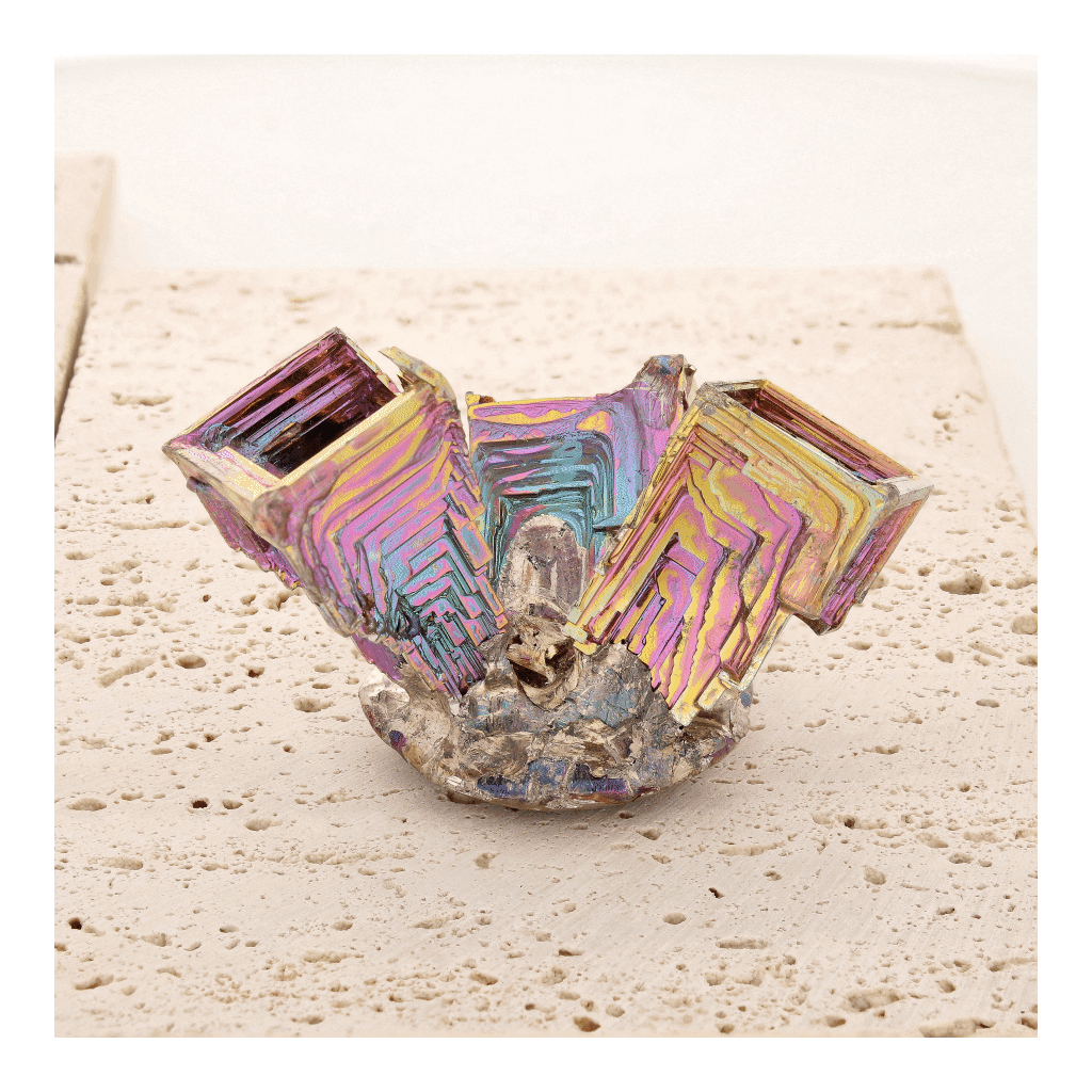 Get your Architectural Rainbow Bismuth Hopper Crystal Cluster online now or in store at Forever Gems in Franschhoek, South Africa