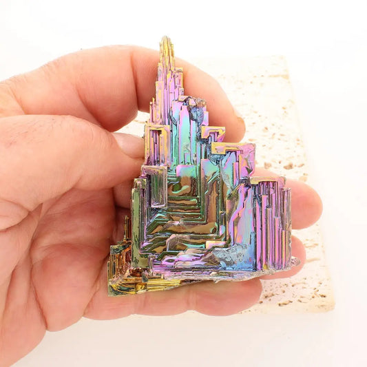 Get your Iridescent Bismuth Crystal Cityscape Cluster online now or in store at Forever Gems in Franschhoek, South Africa