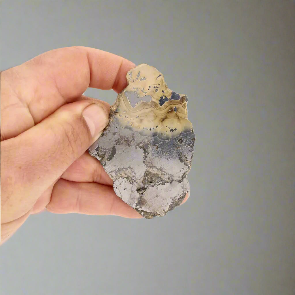 Get your Exquisite Olkusz Schalenblende: Hand-Polished Sphalerite, Galena, Marcasite with Colloform Texture online now or in store at Forever Gems in Franschhoek, South Africa