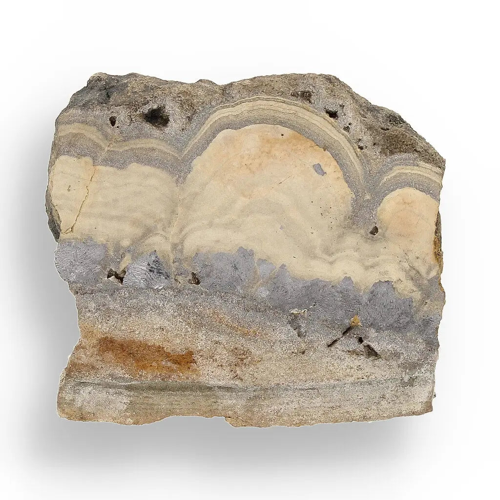 Get your Visually Captivating Olkusz Schalenblende: Polished Slice Revealing Sulfide Gel Formation online now or in store at Forever Gems in Franschhoek, South Africa