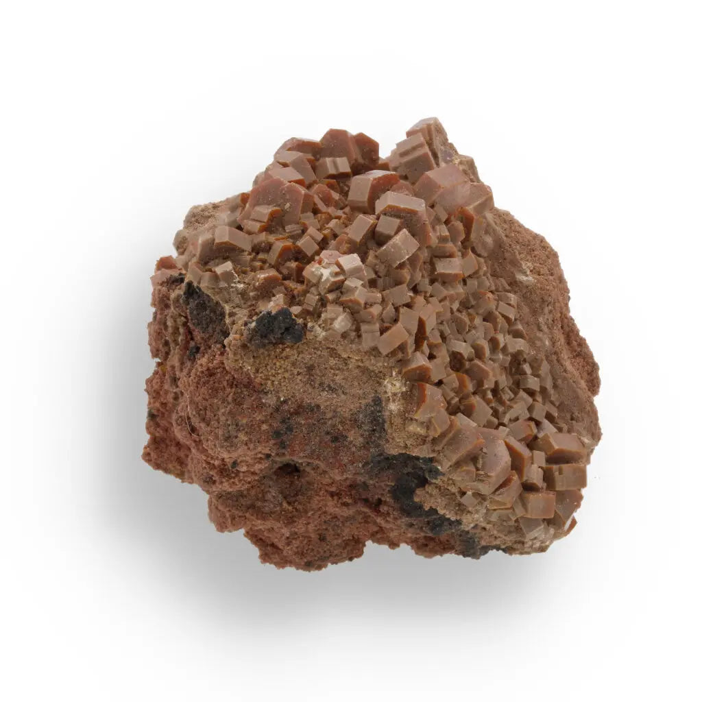 Get your Vanadinite Magic: Hexagonal Crimson Crystals on Matrix online now or in store at Forever Gems in Franschhoek, South Africa