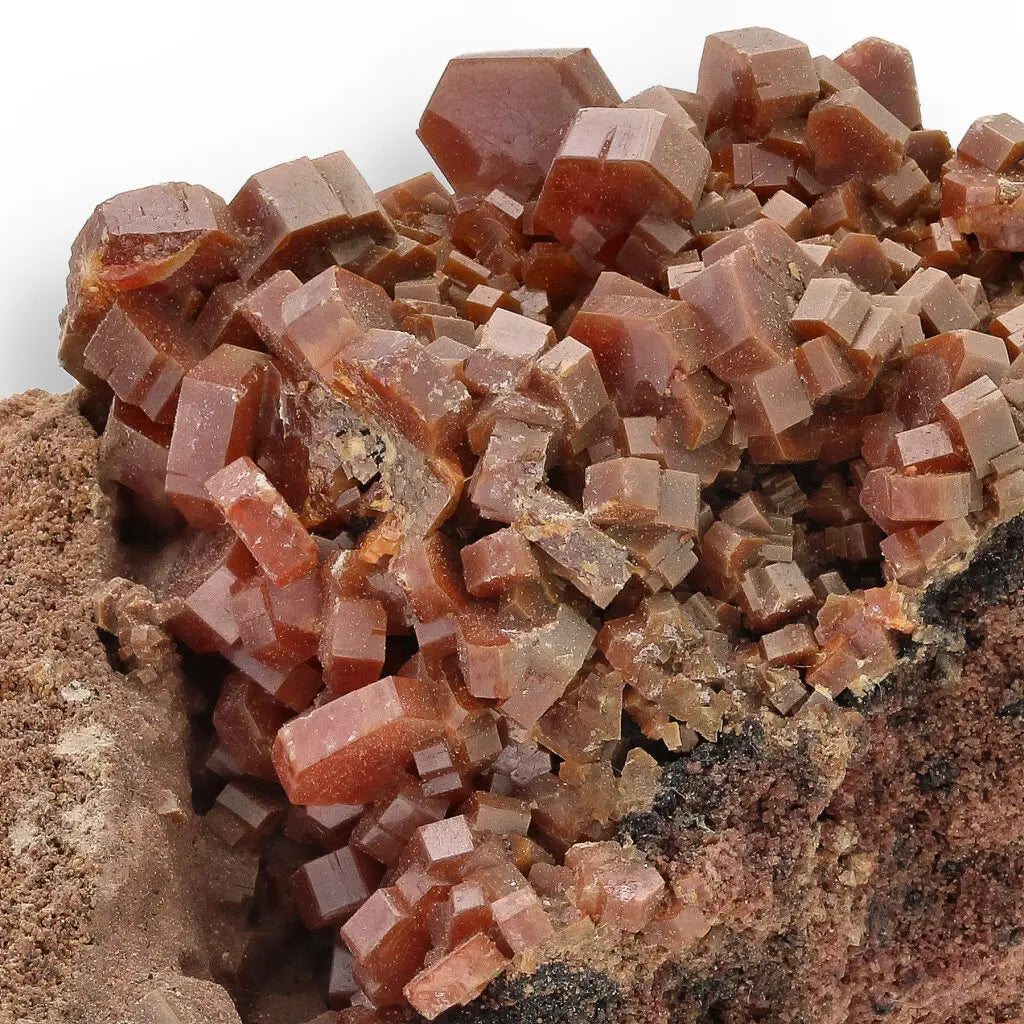 Get your Vanadinite Magic: Hexagonal Crimson Crystals on Matrix online now or in store at Forever Gems in Franschhoek, South Africa