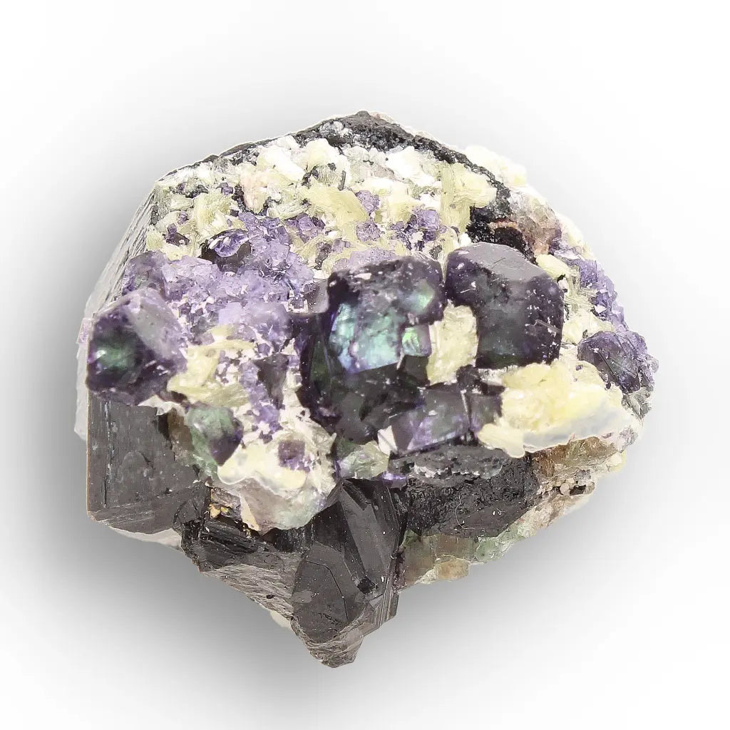 Black Tourmaline with Fluorite & Muscovite from Namibia