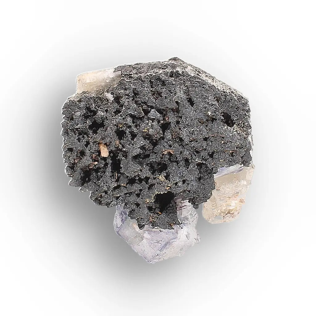 Black Tourmaline with Fluorite & Goshenite from Namibia