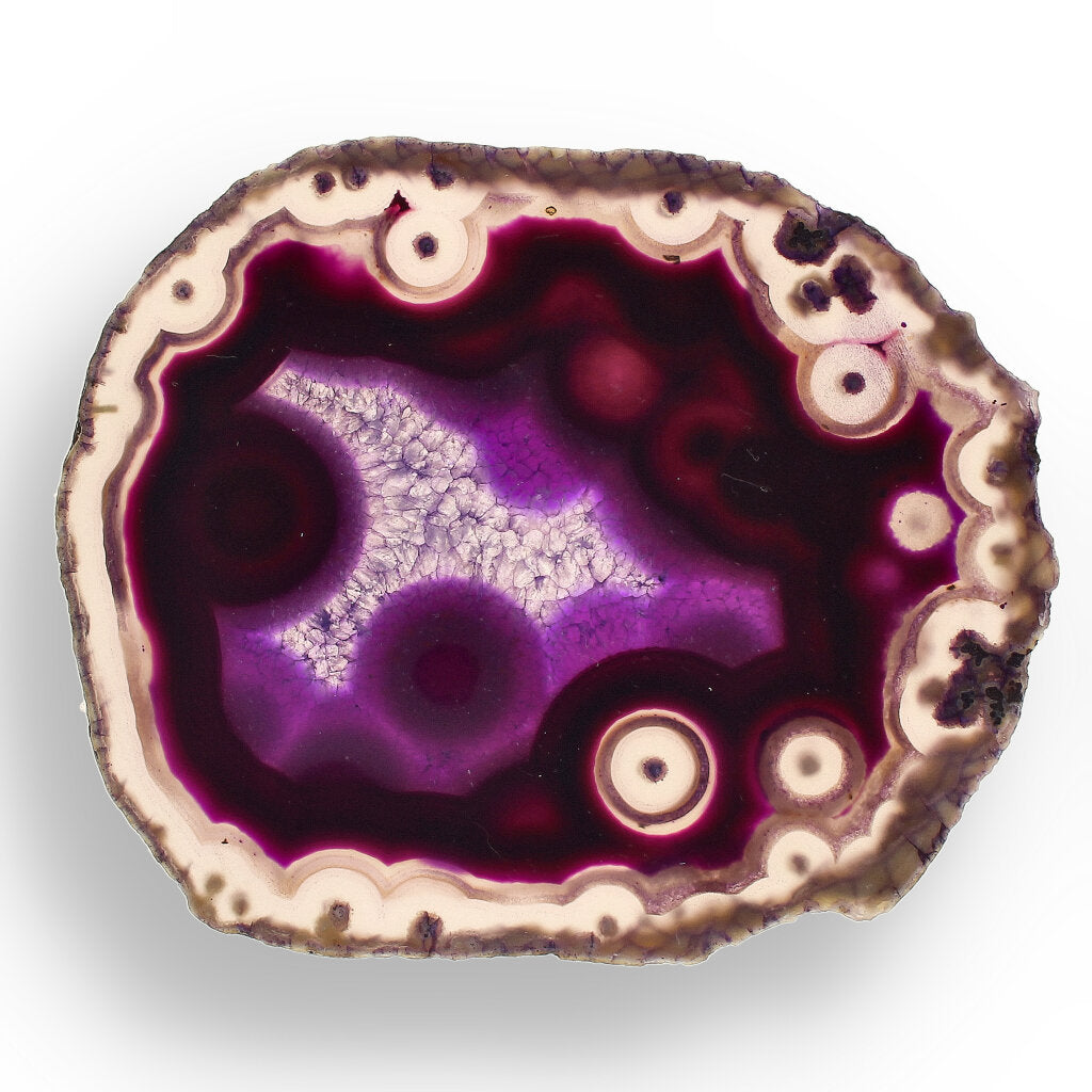 Get your Purple Dyed Agate Slice – Slice of Royal Radiance online now or in store at Forever Gems in Franschhoek, South Africa
