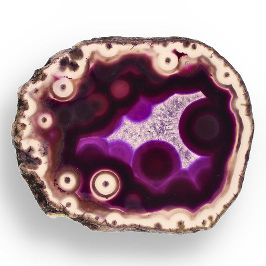 Get your Purple Dyed Agate Slice – Slice of Royal Radiance online now or in store at Forever Gems in Franschhoek, South Africa