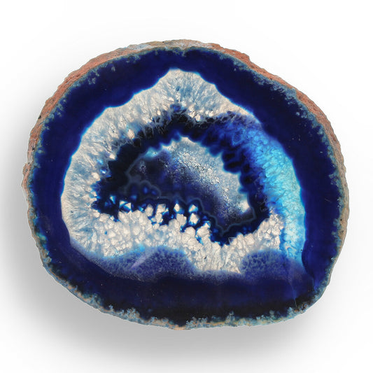 Get your Blue Dyed Agate Slice – Cool, Calm & Crystal Clear online now or in store at Forever Gems in Franschhoek, South Africa