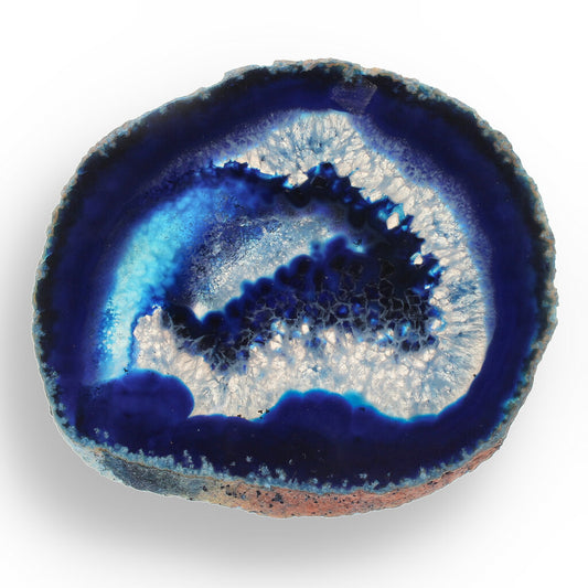 Get your Blue Dyed Agate Slice – Cool, Calm & Crystal Clear online now or in store at Forever Gems in Franschhoek, South Africa