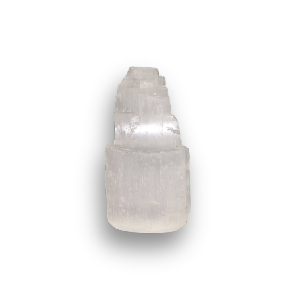 Get your Satin Spar Tower – 6cm Glow of Calm online now or in store at Forever Gems in Franschhoek, South Africa