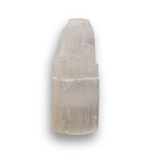 Get your Satin Spar Tower – 10cm Peaceful Energy Pillar online now or in store at Forever Gems in Franschhoek, South Africa