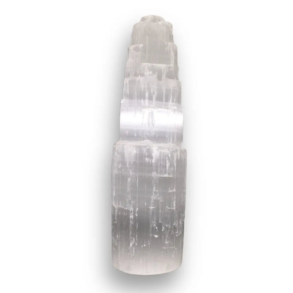 Get your Satin Spar Tower – 15cm Light Beam of Serenity online now or in store at Forever Gems in Franschhoek, South Africa
