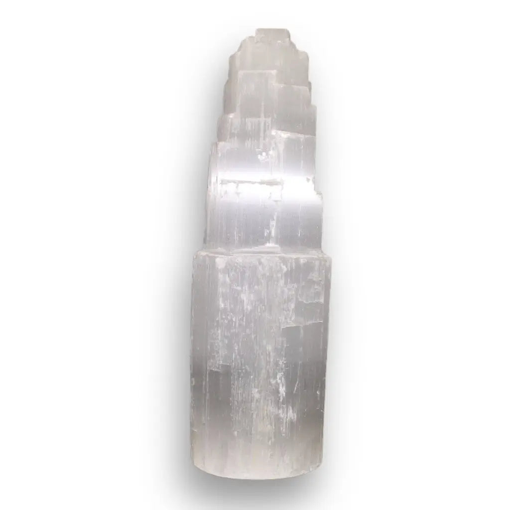 Get your Satin Spar Tower – 15cm Light Beam of Serenity online now or in store at Forever Gems in Franschhoek, South Africa