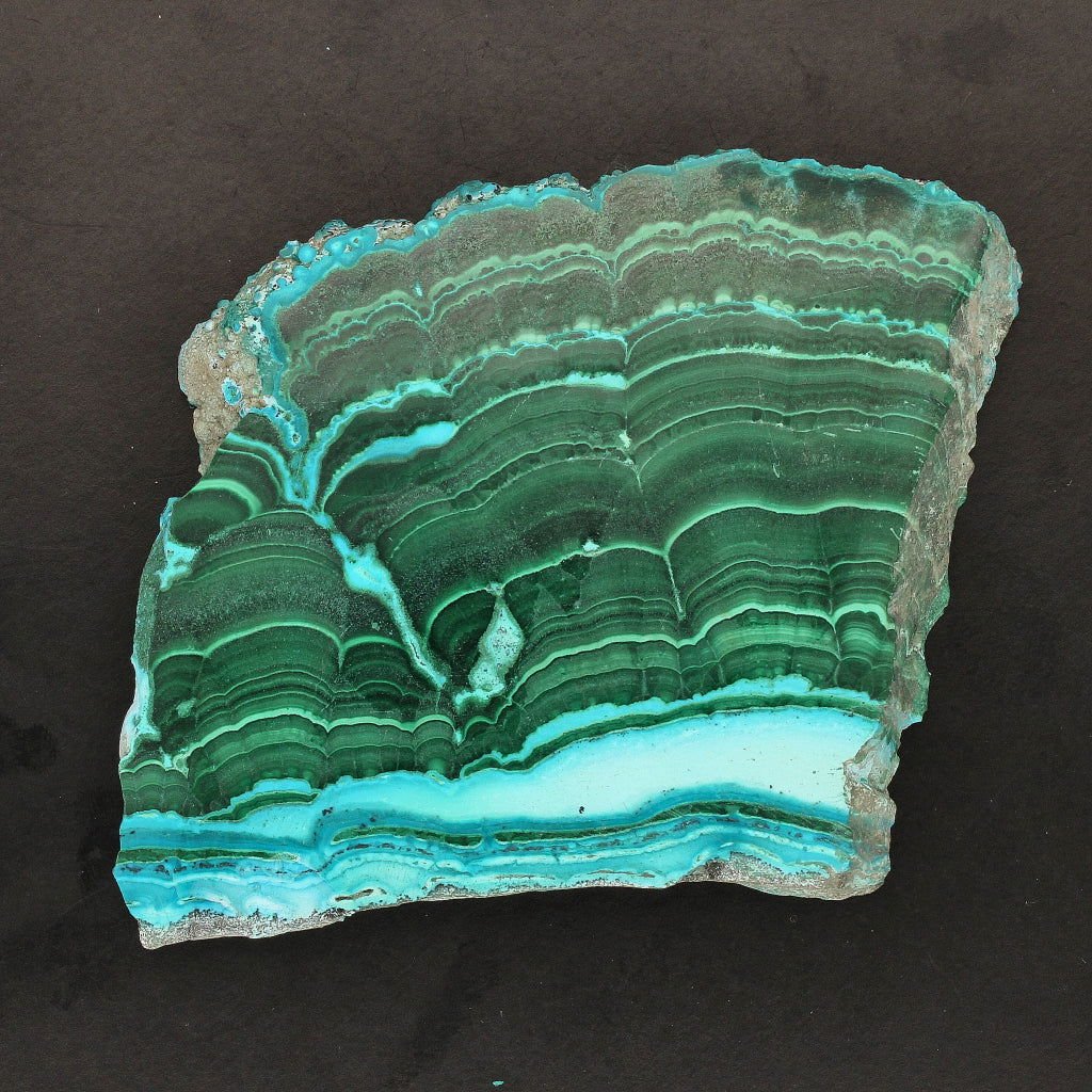Get your Banded Malachite Slice With Chrysocolla (Malacholla) online now or in store at Forever Gems in Franschhoek, South Africa