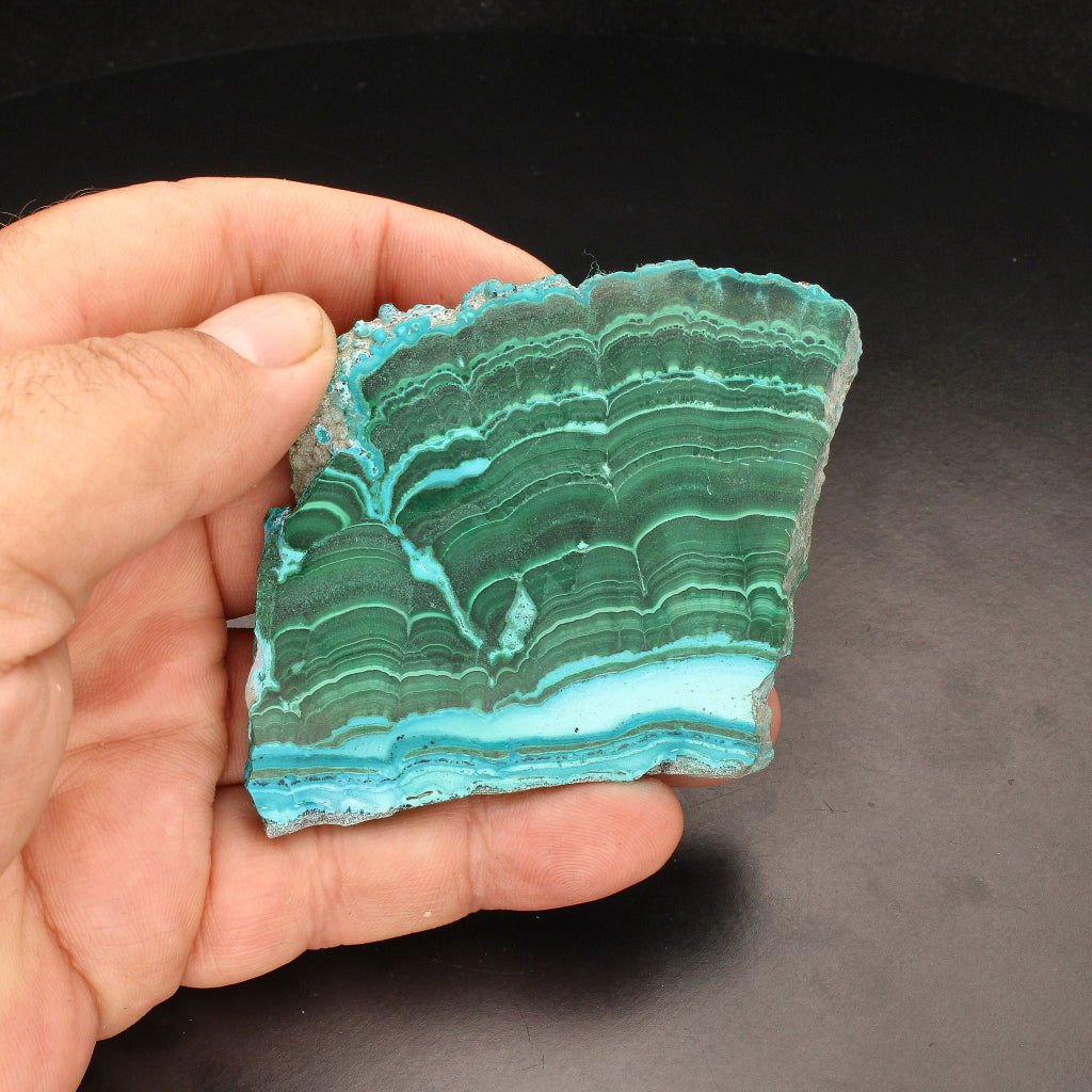 Get your Banded Malachite Slice With Chrysocolla (Malacholla) online now or in store at Forever Gems in Franschhoek, South Africa