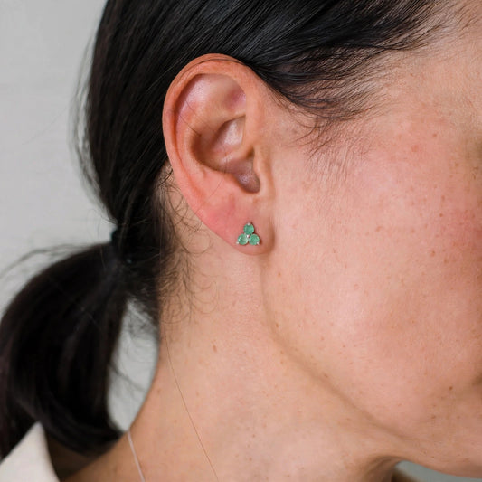 Get your Sterling Silver Emerald Flower Stud Earrings online now or in store at Forever Gems in Franschhoek, South Africa