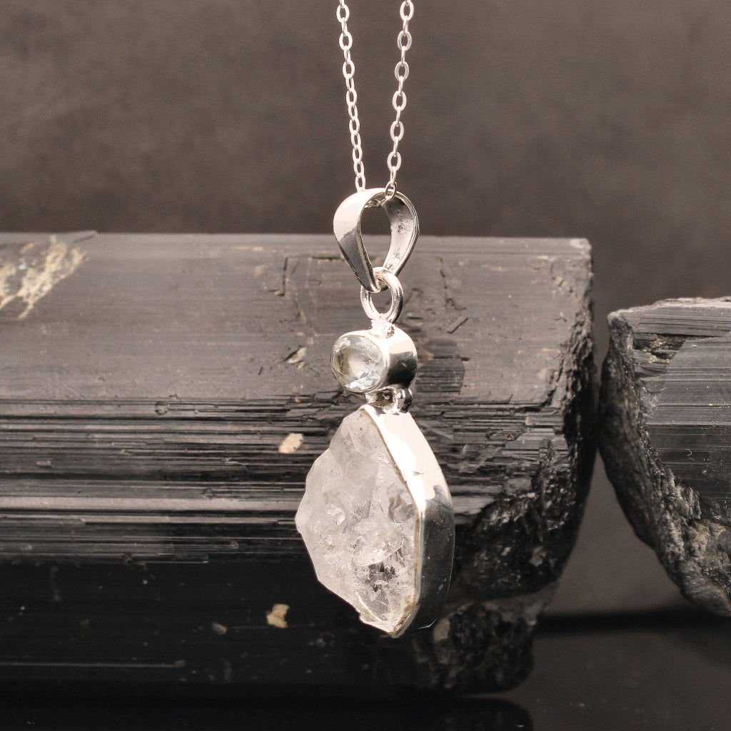 Buy your Earth & Sky: Herkimer & Blue Topaz Necklace online now or in store at Forever Gems in Franschhoek, South Africa