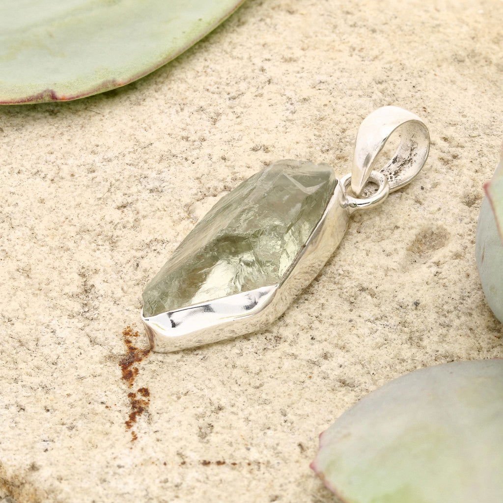 Get your Elemental Aura Rough Prasiolite Necklace online now or in store at Forever Gems in Franschhoek, South Africa