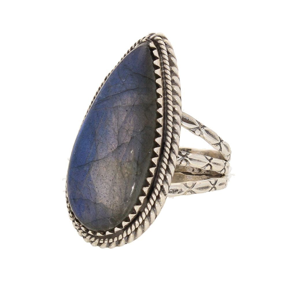 Get your Labradorite Dreams: Handcrafted Sterling Silver Ring Set on Tri-Band Texture online now or in store at Forever Gems in Franschhoek, South Africa