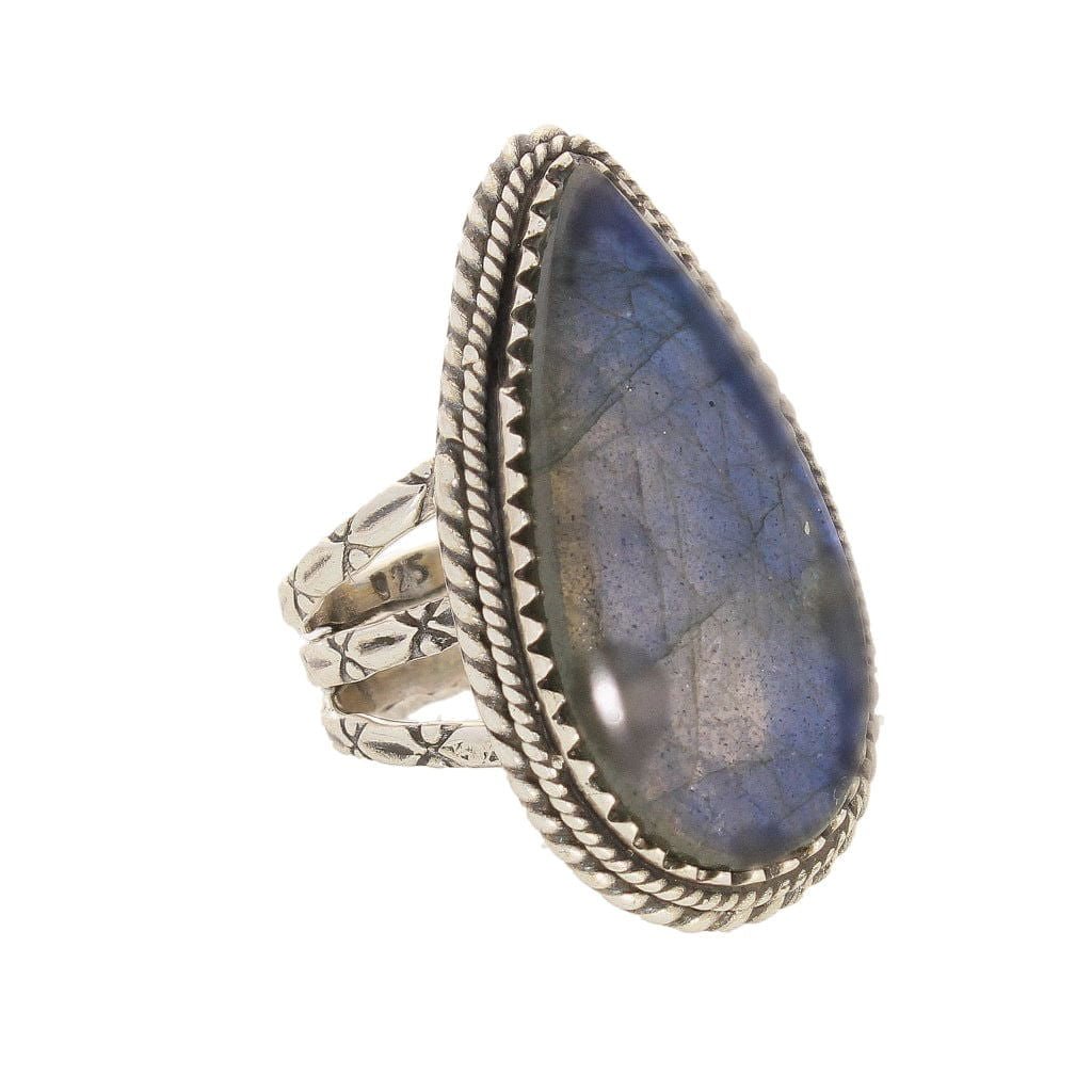 Get your Labradorite Dreams: Handcrafted Sterling Silver Ring Set on Tri-Band Texture online now or in store at Forever Gems in Franschhoek, South Africa