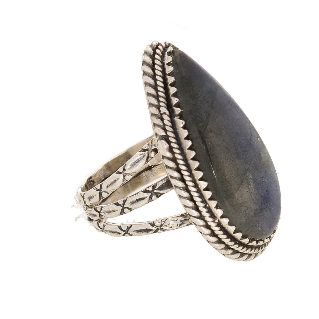 Get your Labradorite Dreams: Handcrafted Sterling Silver Ring Set on Tri-Band Texture online now or in store at Forever Gems in Franschhoek, South Africa