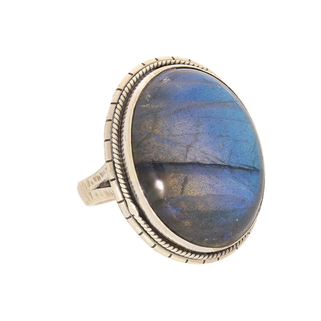 Get your Labradorite Dreams: Handcrafted Sterling Silver Ring Set on Tri-Band Texture online now or in store at Forever Gems in Franschhoek, South Africa