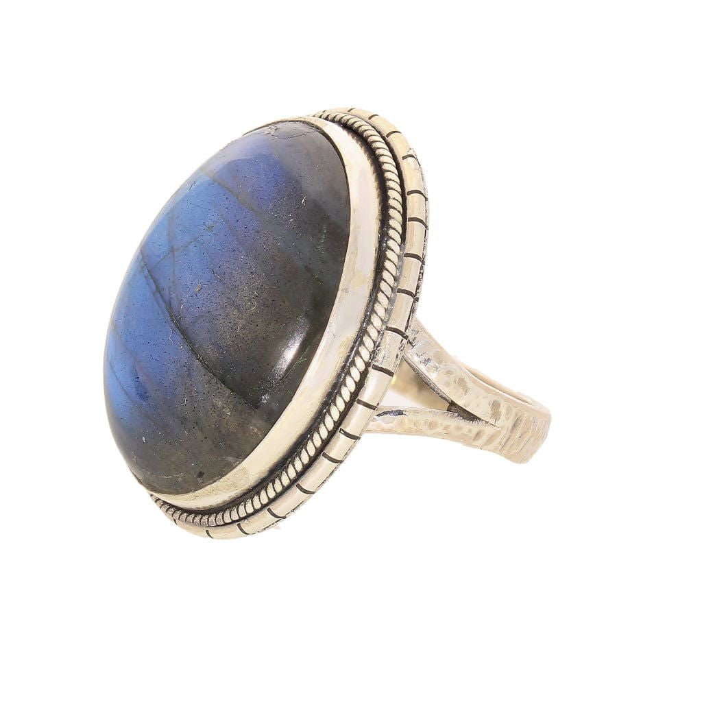 Get your Labradorite Dreams: Handcrafted Sterling Silver Ring Set on Tri-Band Texture online now or in store at Forever Gems in Franschhoek, South Africa