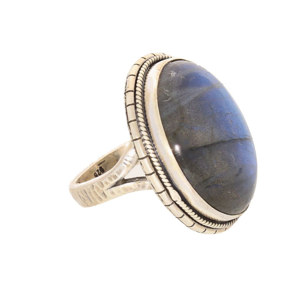 Get your Labradorite Dreams: Handcrafted Sterling Silver Ring Set on Tri-Band Texture online now or in store at Forever Gems in Franschhoek, South Africa