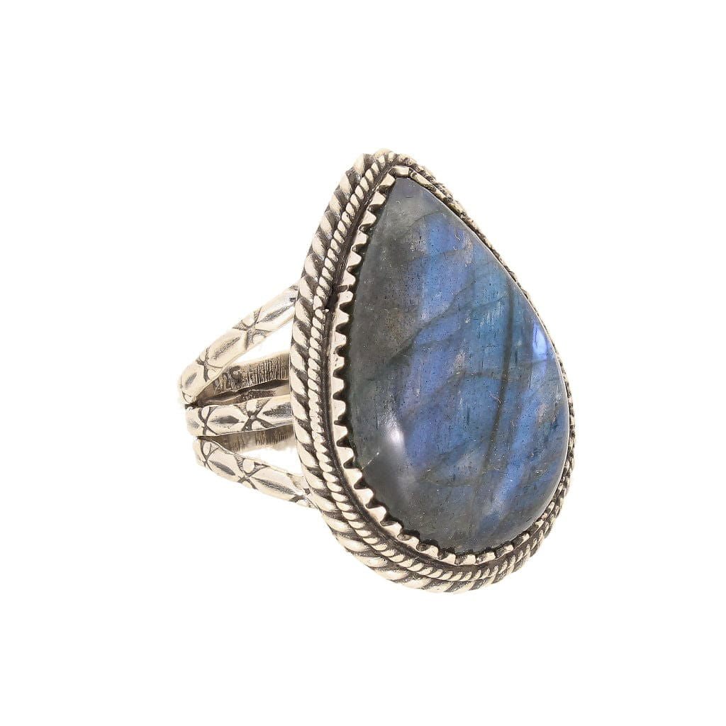 Get your Labradorite Dreams: Handcrafted Sterling Silver Ring Set on Tri-Band Texture online now or in store at Forever Gems in Franschhoek, South Africa