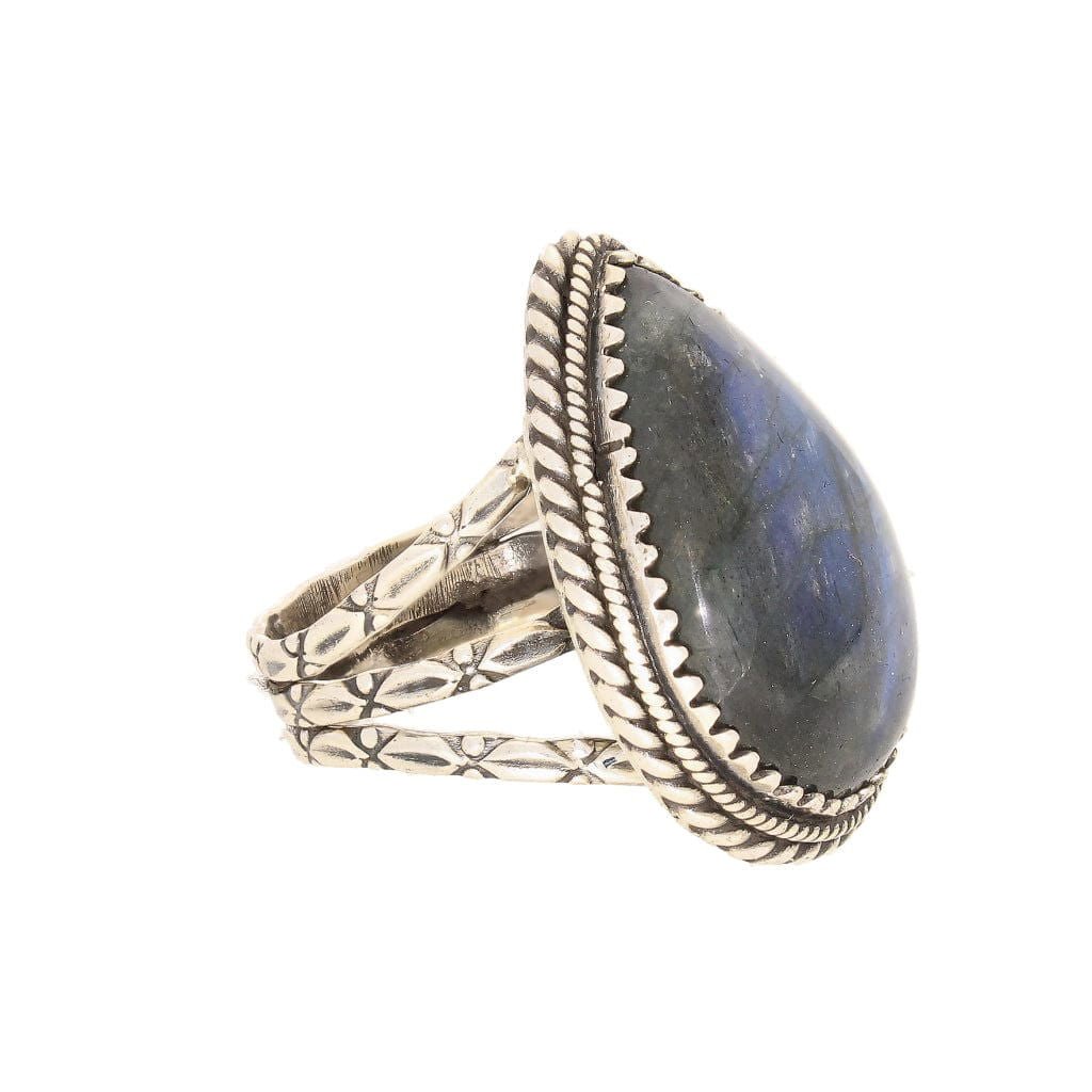 Get your Labradorite Dreams: Handcrafted Sterling Silver Ring Set on Tri-Band Texture online now or in store at Forever Gems in Franschhoek, South Africa