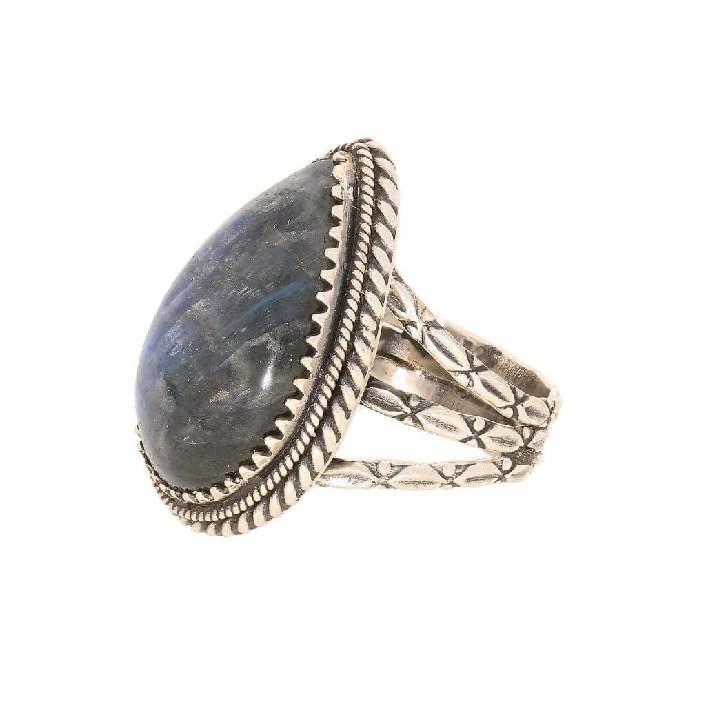 Get your Labradorite Dreams: Handcrafted Sterling Silver Ring Set on Tri-Band Texture online now or in store at Forever Gems in Franschhoek, South Africa