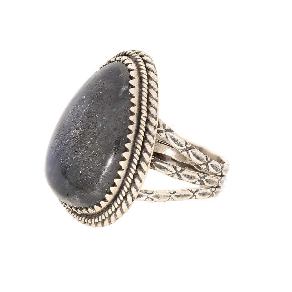 Get your Labradorite Dreams: Handcrafted Sterling Silver Ring Set on Tri-Band Texture online now or in store at Forever Gems in Franschhoek, South Africa