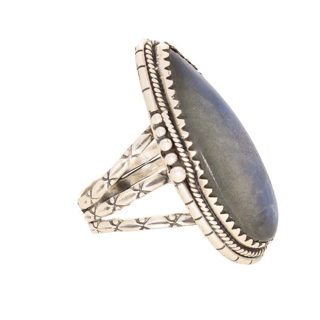 Get your Labradorite Dreams: Handcrafted Sterling Silver Ring Set on Tri-Band Texture online now or in store at Forever Gems in Franschhoek, South Africa