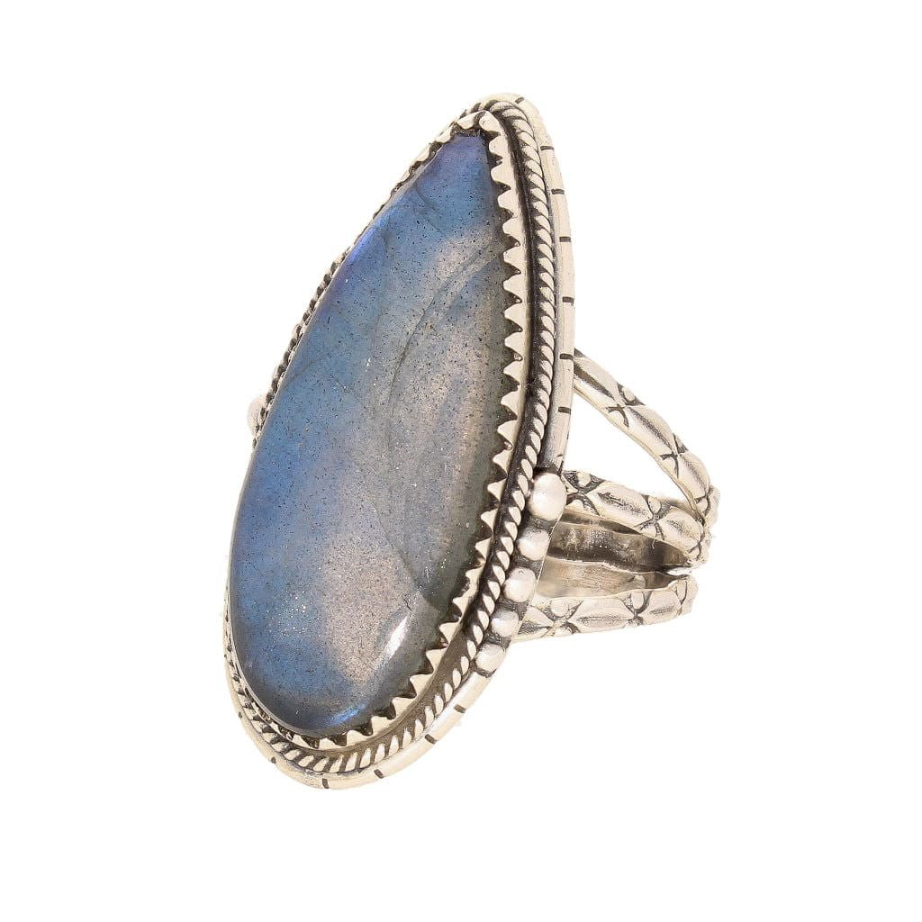 Get your Labradorite Dreams: Handcrafted Sterling Silver Ring Set on Tri-Band Texture online now or in store at Forever Gems in Franschhoek, South Africa