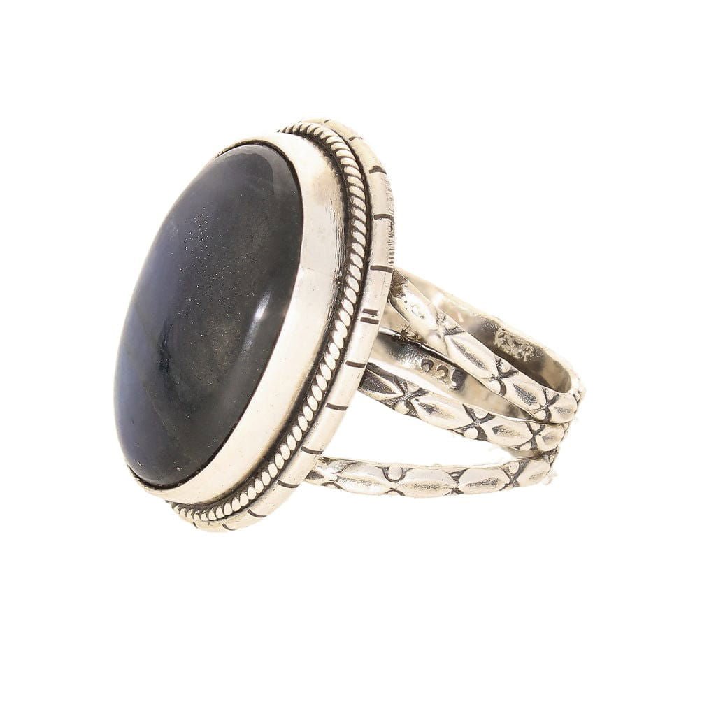 Get your Labradorite Dreams: Handcrafted Sterling Silver Ring Set on Tri-Band Texture online now or in store at Forever Gems in Franschhoek, South Africa