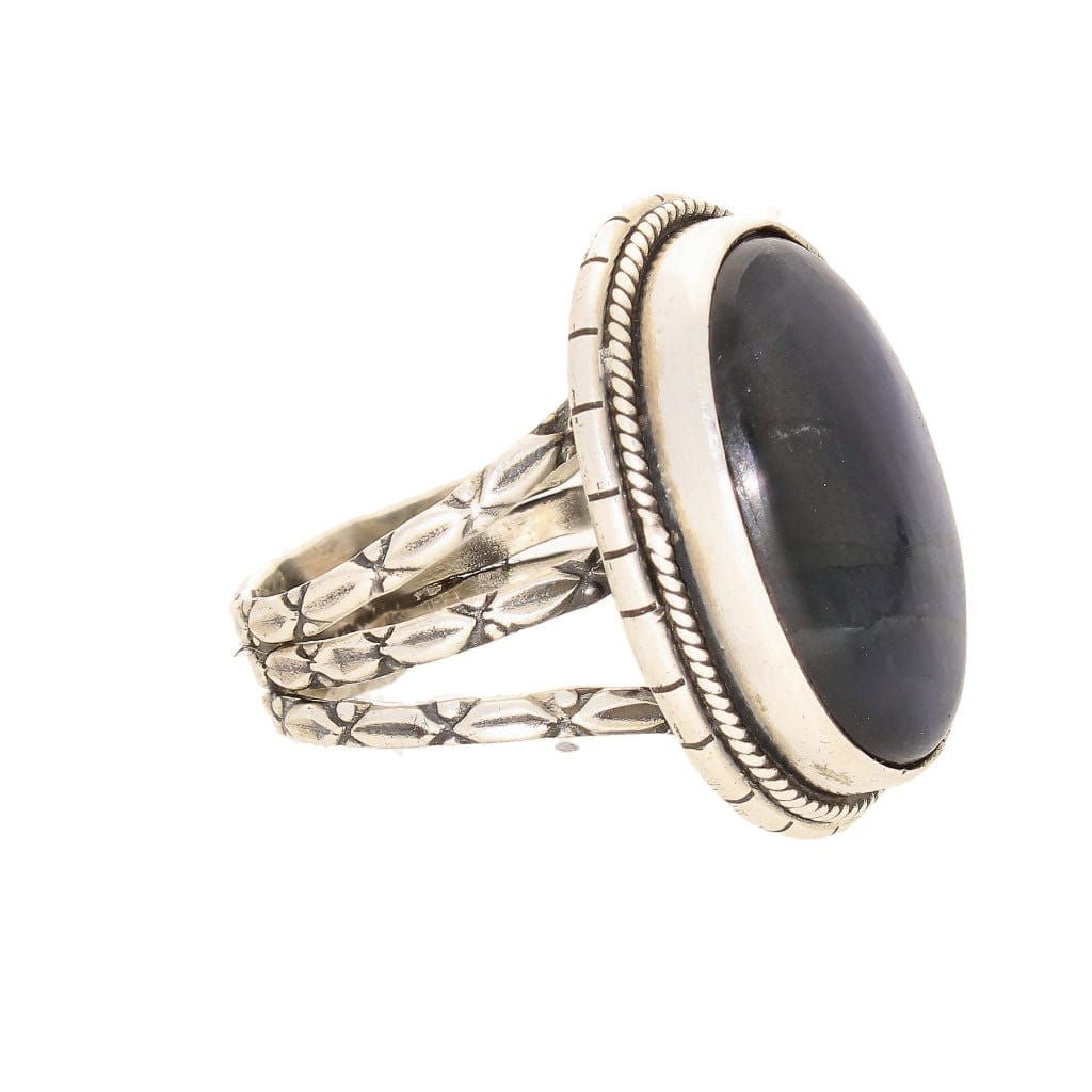 Get your Labradorite Dreams: Handcrafted Sterling Silver Ring Set on Tri-Band Texture online now or in store at Forever Gems in Franschhoek, South Africa