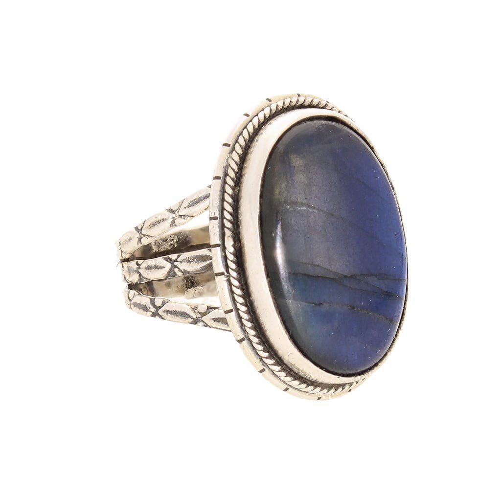 Get your Labradorite Dreams: Handcrafted Sterling Silver Ring Set on Tri-Band Texture online now or in store at Forever Gems in Franschhoek, South Africa