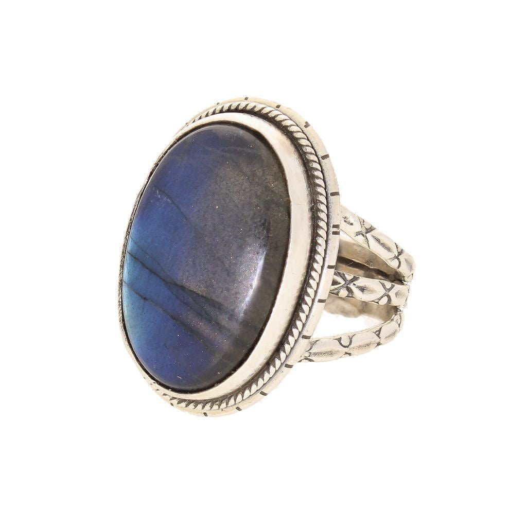 Get your Labradorite Dreams: Handcrafted Sterling Silver Ring Set on Tri-Band Texture online now or in store at Forever Gems in Franschhoek, South Africa