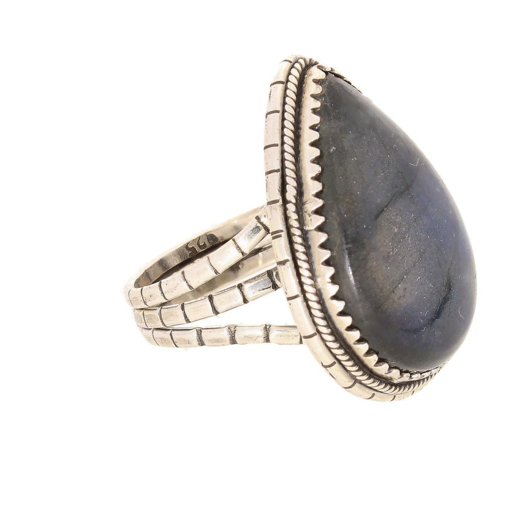 Get your Labradorite Dreams: Handcrafted Sterling Silver Ring Set on Tri-Band Texture online now or in store at Forever Gems in Franschhoek, South Africa