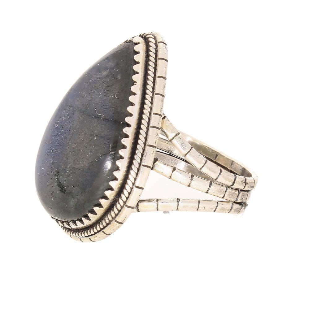 Get your Labradorite Dreams: Handcrafted Sterling Silver Ring Set on Tri-Band Texture online now or in store at Forever Gems in Franschhoek, South Africa