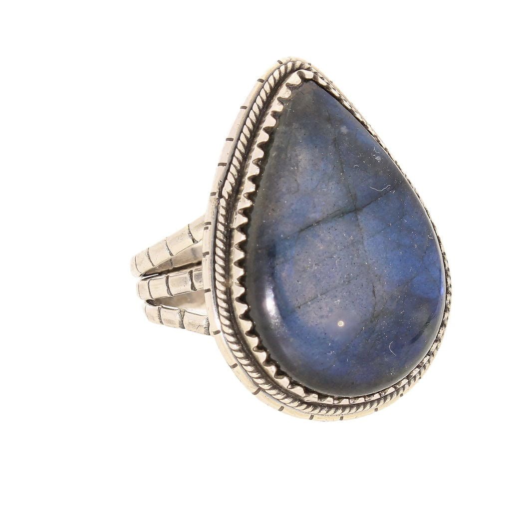 Get your Labradorite Dreams: Handcrafted Sterling Silver Ring Set on Tri-Band Texture online now or in store at Forever Gems in Franschhoek, South Africa