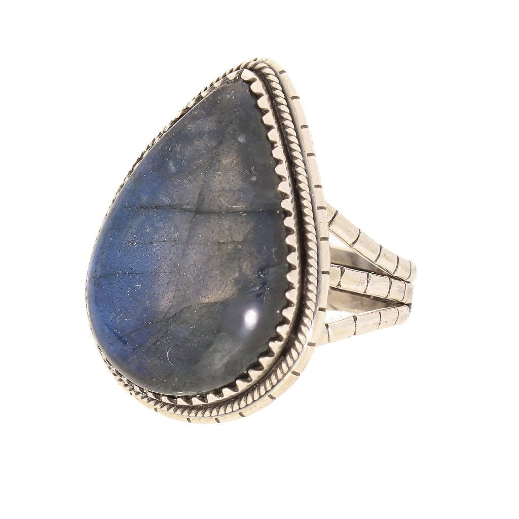 Get your Labradorite Dreams: Handcrafted Sterling Silver Ring Set on Tri-Band Texture online now or in store at Forever Gems in Franschhoek, South Africa