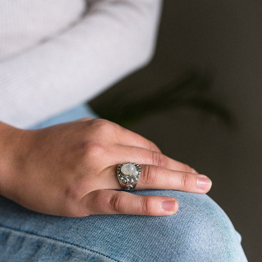 Get your Moonstone Radiance: Whimsical Wave Ring online now or in store at Forever Gems in Franschhoek, South Africa