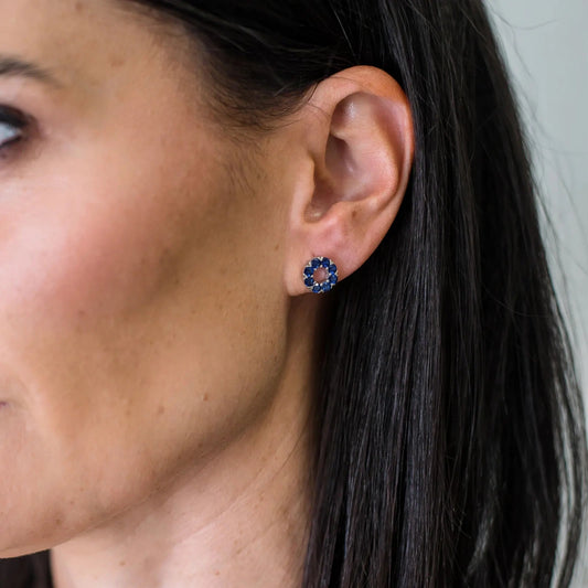 Get your Sterling Silver Sapphire Halo Stud Earrings online now or in store at Forever Gems in Franschhoek, South Africa