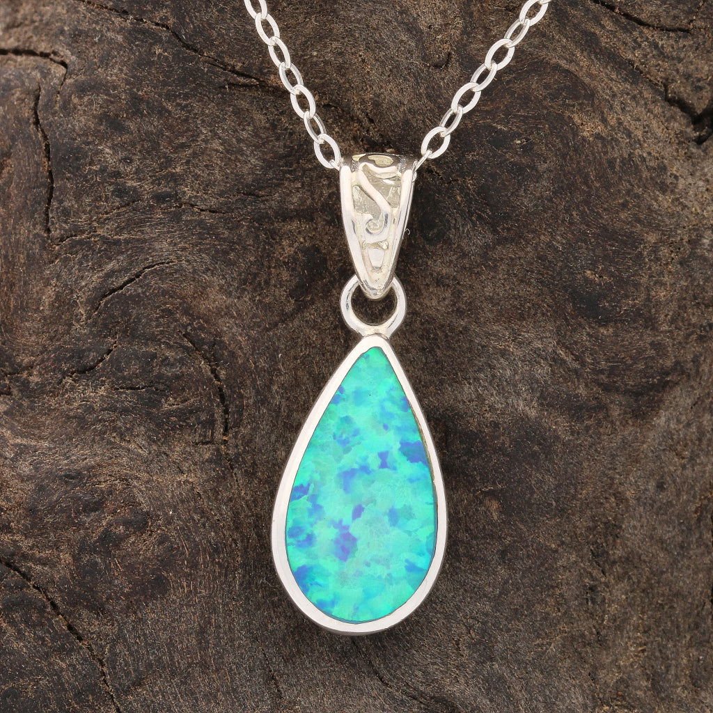 Buy your Secret Garden: Teardrop Synthetic Opal Necklace online now or in store at Forever Gems in Franschhoek, South Africa