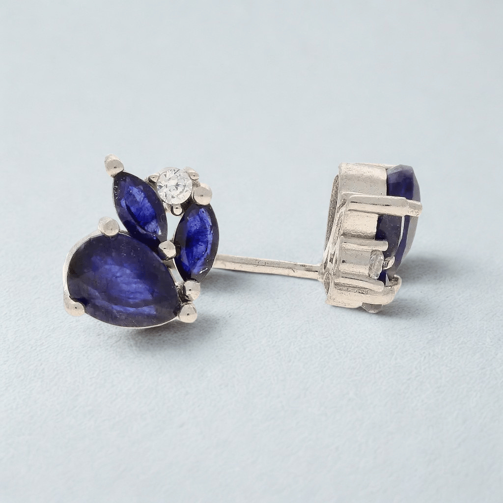 Get your Blue Sapphire Cluster Stud Earrings with CZ online now or in store at Forever Gems in Franschhoek, South Africa