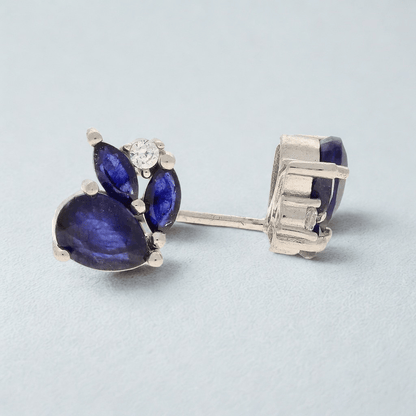 Get your Blue Sapphire Cluster Stud Earrings with CZ online now or in store at Forever Gems in Franschhoek, South Africa