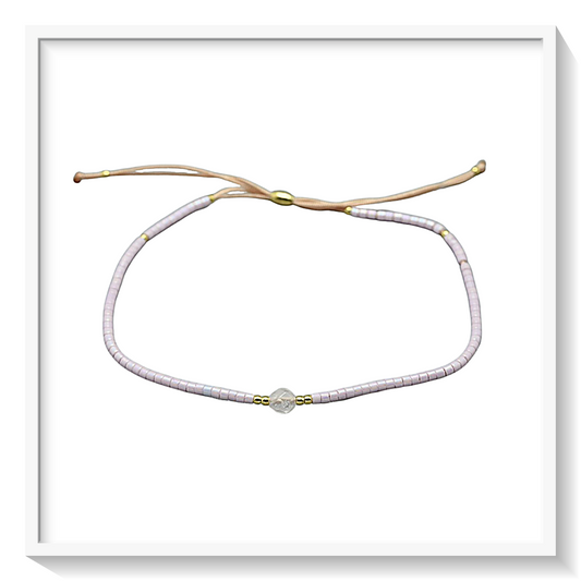 Rose Quartz & Seed Bead Adjustable Bracelet