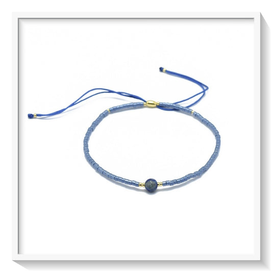 Lapis Lazuli & Seed Bead Adjustable Bracelet
